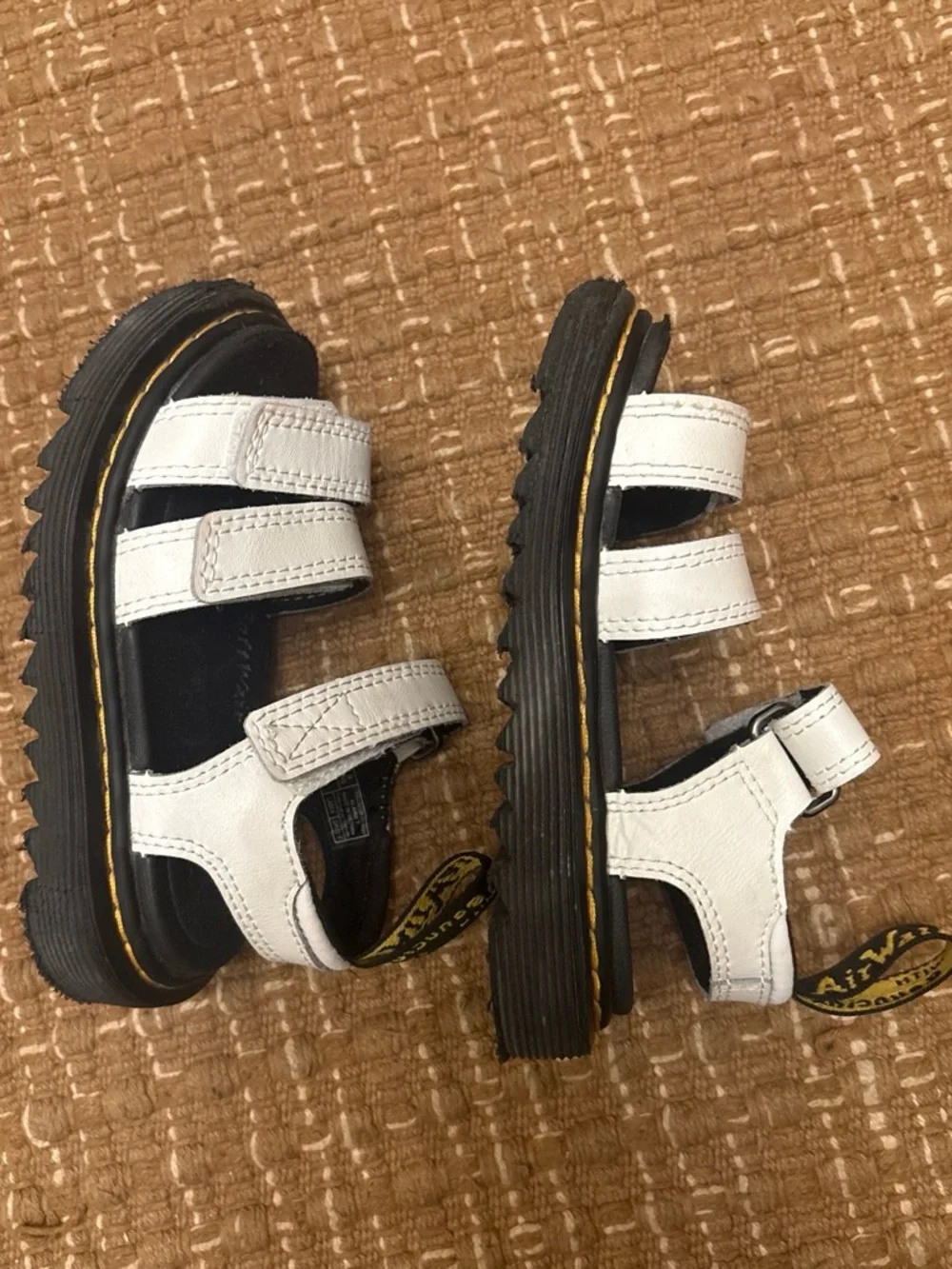 Dr. Martens Kids White Leather Triple-Strap Sandals